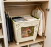 Retro printed folding storage basket with wheels, household dirty clothes basket, toy and sundries storage basket details Picture